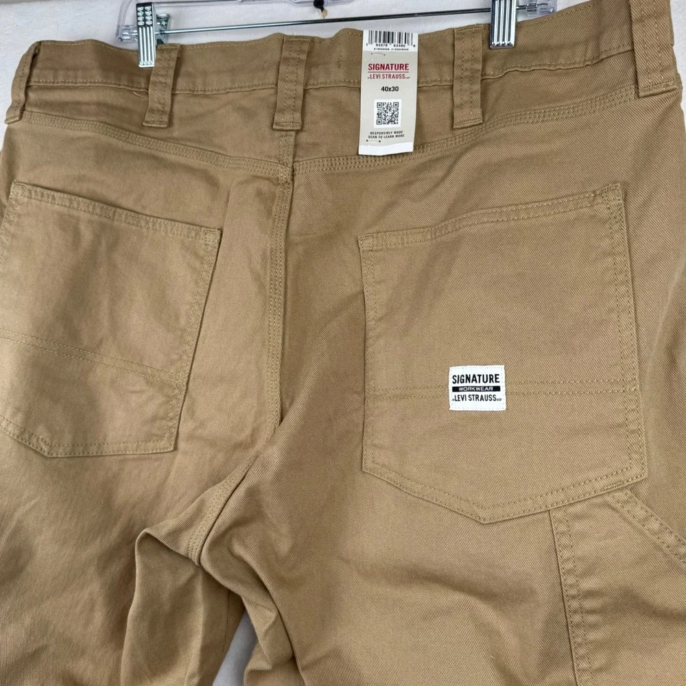 Signature by Levi Strauss Carpenter‎ Pants Mens 40x30 Relaxed Fit Khaki Workwear